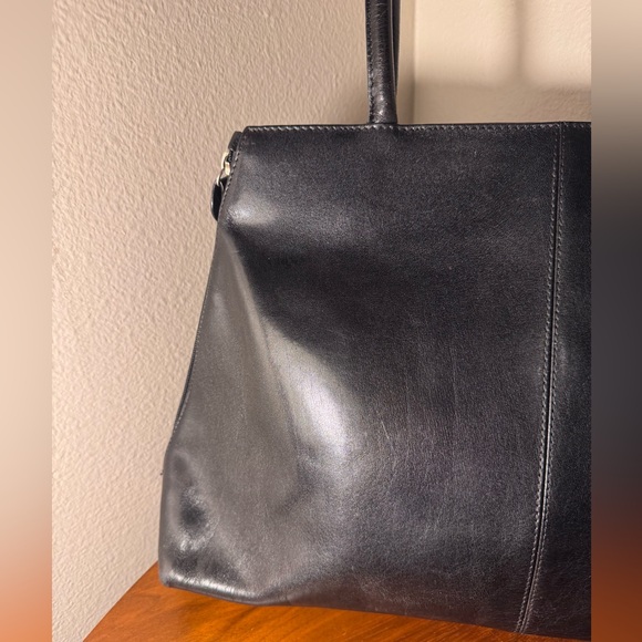 Vintage Hobo Black Leather Tote Bag - Picture 2 of 7